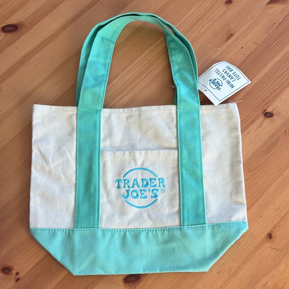 Trader Joe's Canvas Tote Bag - Cream and Green